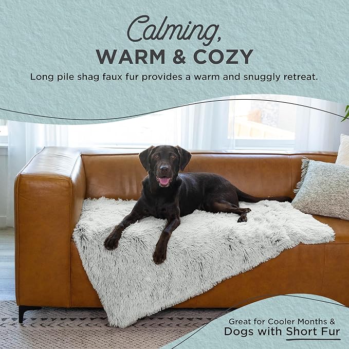 Best Friends by Sheri Calming Shag Dog Blanket – Ultra Soft Faux Fur Pet Throw, Anxiety-Relief, Lightweight Warm Bed Cover for Dogs and Cats, Machine Washable, Frost Gray, 40" x 50"
