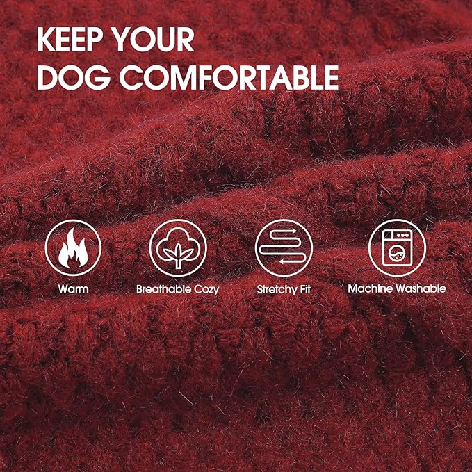 IECOii Medium Dog Sweater - Warm Sleeveless Sweater for Medium Dogs Girl Boy, Knitted Pullover Sweaters for Fall & Winter, French Bulldog Sweaters,DarkRed - L