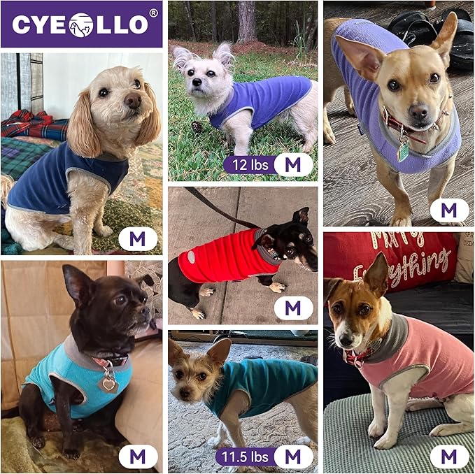 cyeollo 2 Pack Fleece Dog Sweater Sweatshirt with Reflective Stripe Pullover Lightweight Sweater Pet Clothes Dog Coats for Small Dogs Size M Green & Grey