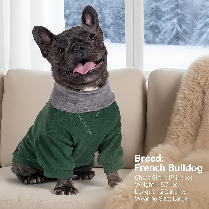 cyeollo 2 Pack Dog Sweater, Warm Soft Fleece Sweaters for Small Dogs Boy Girl Turtleneck Stretchy Pullover Doggy Sweatshirt Winter Dog Clothes, Green & Blackish Green S