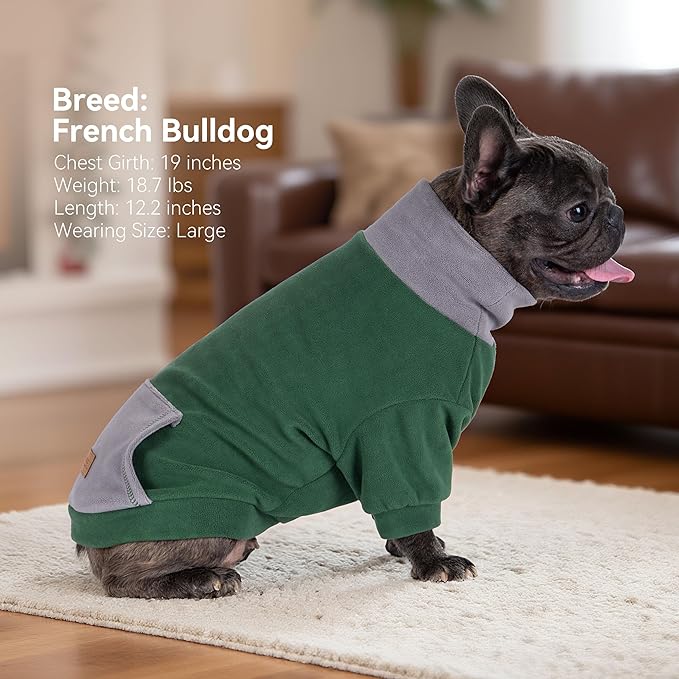 cyeollo 2 Pack XX-Large Dog Sweater, Warm Fleece Dog Sweaters for Medium to Large Dogs Boy Girl Soft Turtleneck Strechy Dogs Sweatshirt, Winter Clothes, Green & Blackish Green 2XL