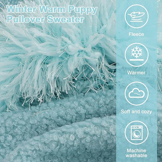 Small Dog Sweater Turtlenecks Dog Sweaters for Small Dogs Winter Fleece Doggy Clothes Puppy Outfits Cold Warm Pet Sweater Puppy Coat Doggie Jacket for Chihuahua Yorkie Teacup Cat Apparel, Cyan, S