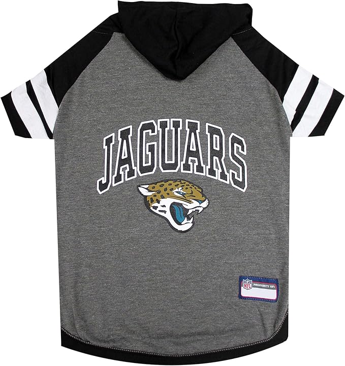 Pets First NFL Jacksonville Jaguars Hoodie for Dogs & Cats. | NFL Football Licensed Dog Hoody Tee Shirt, Large| Sports Hoody T-Shirt for Pets | Licensed Sporty Dog Shirt