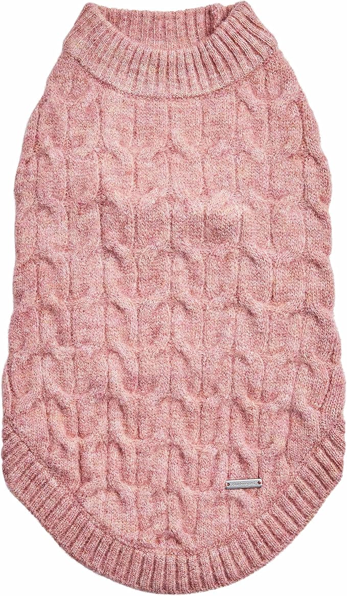 Blueberry Pet Classic Knit Dog Sweater, Pullover Crew-Neck Christmas Style in Pink, Back Length 14”, Cozy Winter Wear