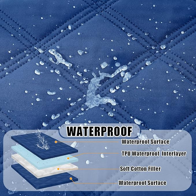 Smiry Waterproof Dog Bed Cover Blanket 30x53, Soft Reversible Pet Blanket, Washable Leakproof Cats Dogs Couch Cover for Sofa, Couch, Furniture, Lattice, Navy/Navy