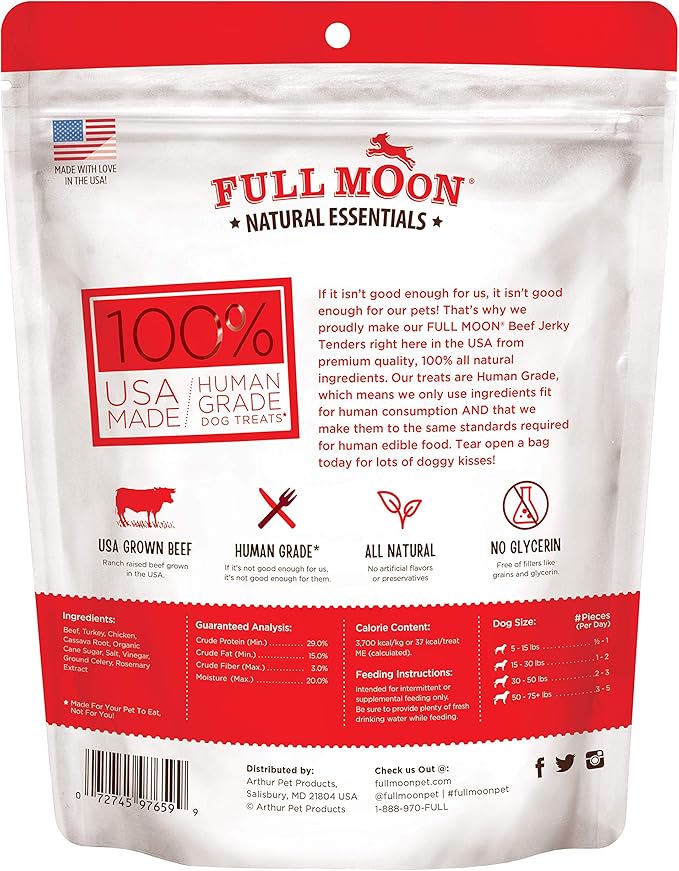 Full Moon All Natural Essentials Beef Jerky Tenders Free Range Human Grade 24 oz