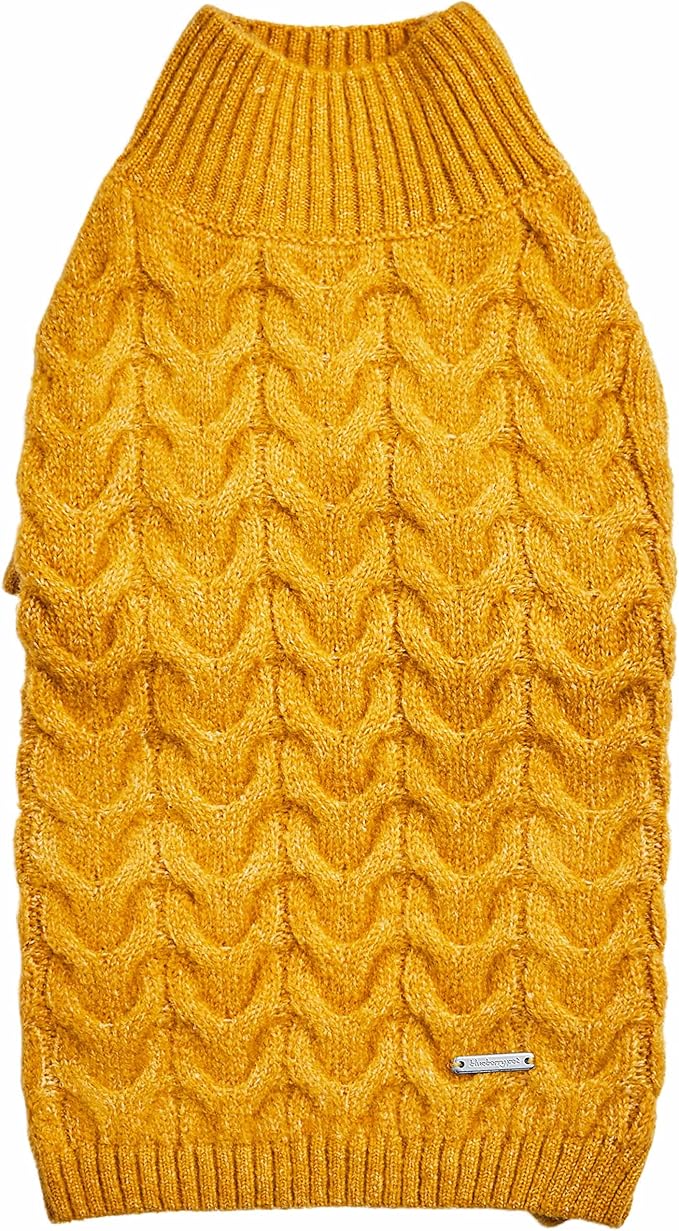 Blueberry Pet Dog Sweater Classic Knit Pullover Turtle-Neck Christmas Style, Small Dog Clothes for Girls, Mustard, 12" Back Length, Cozy Puppy Clothes & Pajamas, Sweater Vest