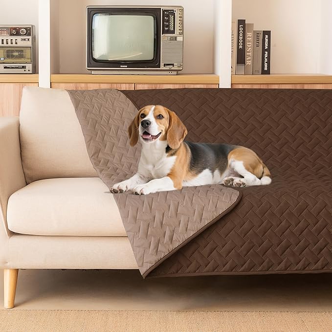 gogobunny 100% Double Sided Waterproof Dog Blanket Soft Pet Bed Cover Reversible Protect Furniture Couch Sofa Car for Puppy Cat Kids (Dark Chocolate/Light Chocolate, 82x120 Inch (Pack of 1))
