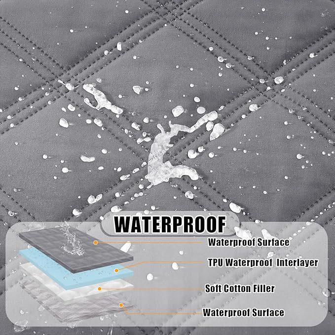 Smiry Waterproof Dog Bed Cover Blanket 82x102, Soft Reversible Pet Blanket, Washable Leakproof Cats Dogs Couch Cover for Sofa, Couch, Furniture, Lattice, Grey/Light Grey