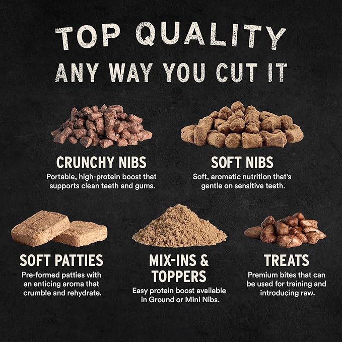 Vital Essentials Freeze-Dried Raw Dog Food, Beef Crunchy Mini Nibs | Complete Meal or Mixer | High Protein Dog Food | 3 lb Big Bag