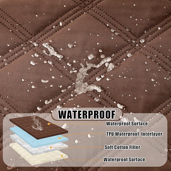 Smiry Waterproof Dog Bed Cover Blanket 40x80, Soft Reversible Pet Blanket, Washable Leakproof Cats Dogs Couch Cover for Sofa, Couch, Furniture, Lattice, Brown/Beige