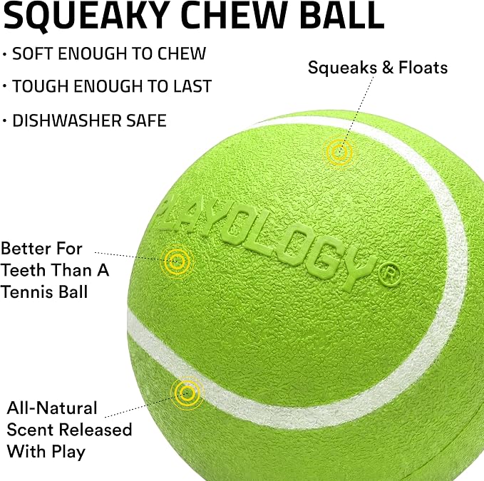 Playology Squeaky Chew Ball Dog Toy - Jumbo, Sweet Potato Scent