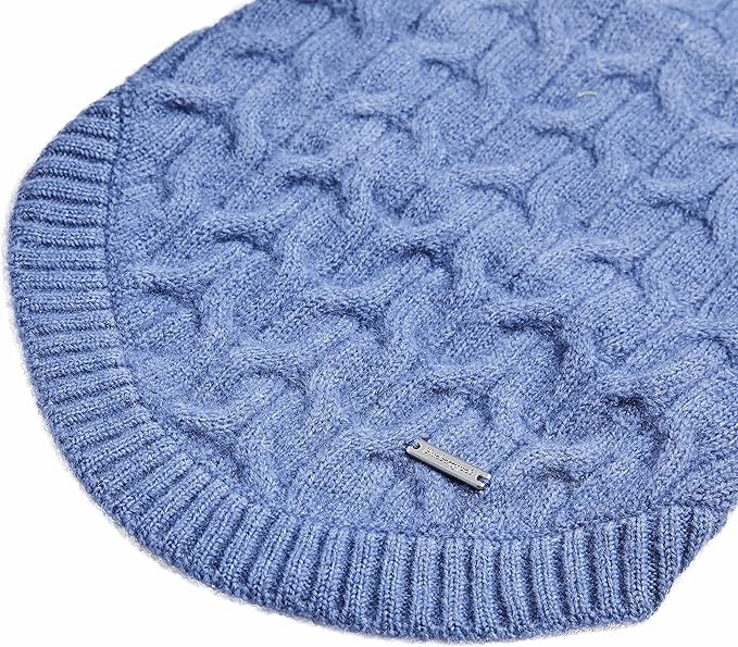 Blueberry Pet Classic Fuzzy Textured Knit Pullover Crew-Neck Dog Sweater in Heather Blue, Back Length 20", Pack of 1 Clothes for Dogs