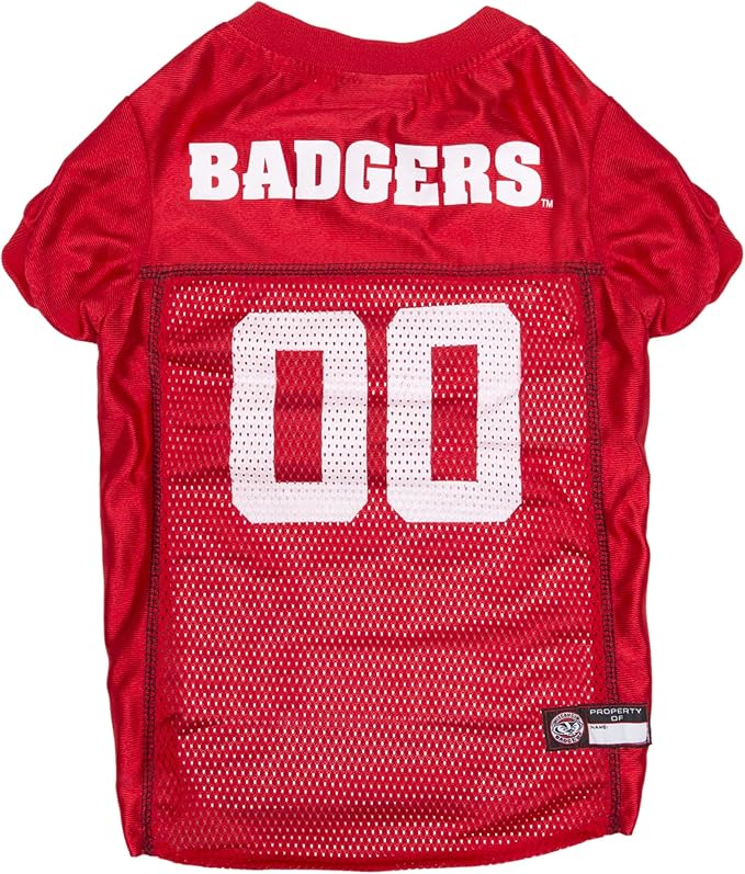 Pets First NCAA College Wisconsin Badgers Mesh Jersey for DOGS & CATS, Large. Licensed Dog Jersey with your Favorite Football/Basketball College Team