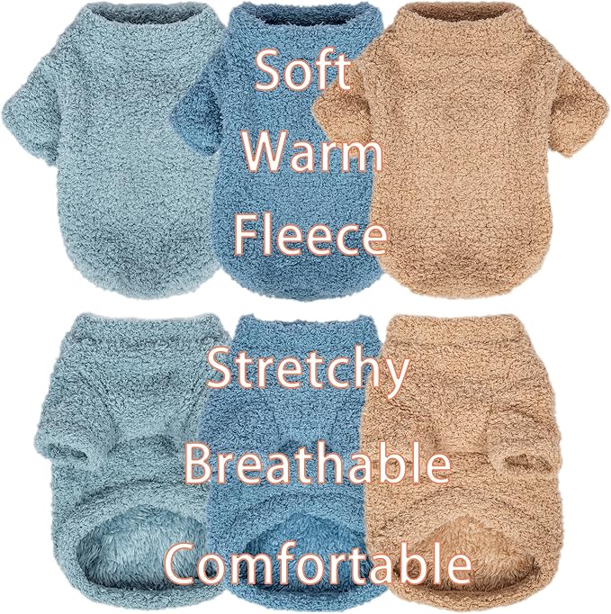 Dog Sweater, 3 Pack Sweaters for Small Dogs Girl, Dog Clothes for Medium Dogs Male or Boy, Ultra Soft and Warm Puppy Coat for Winter Christmas (Medium, Light Blue+Blue+Khaki)