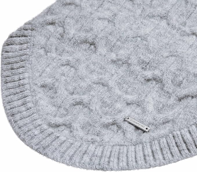 Blueberry Pet Classic Fuzzy Textured Knit Pullover Crew-Neck Dog Sweater in Heather Grey, Back Length 22", Pack of 1 Clothes for Dogs