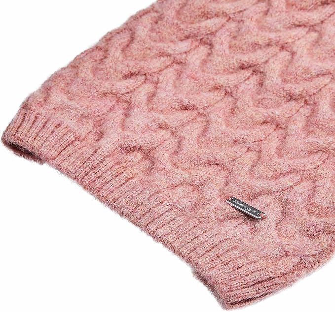 Blueberry Pet Classic Fuzzy Textured Knit Pullover Turtle-Neck Dog Sweater in Rainbow Pink, Back Length 14", Pack of 1 Clothes for Dogs