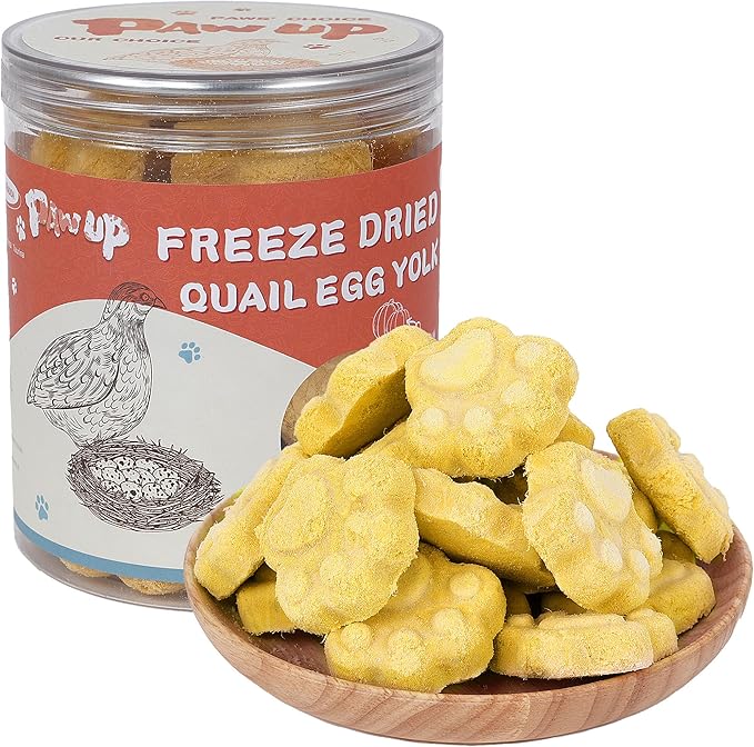 PAWUP Freeze Dried Cat & Dog Treats, Natural Quail Egg Yolk, High Fiber Pumpkin Added, High-Protein Pet Snacks for Coat & Gut Health, 3.5 oz