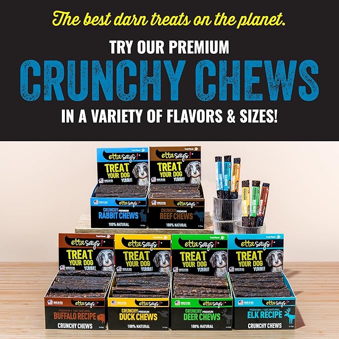 etta says! Premium Crunchy 7" Rabbit Dog Chews - Grain-Free Dog Treats, Good for Teeth, Easy to Digest - Made in The USA (20 Count Pack of 1)