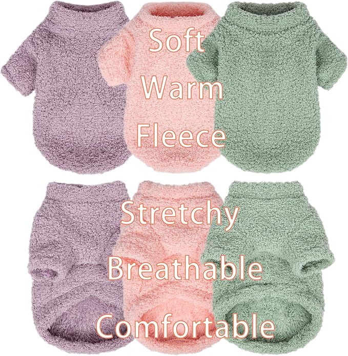 Dog Sweater, 3 Pack Sweaters for Small Dogs Girl, Dog Clothes for Medium Dogs Male or Boy, Ultra Soft and Warm Puppy Coat for Winter Christmas (X-Large, Light Pink+Lake Green+Light Purple)