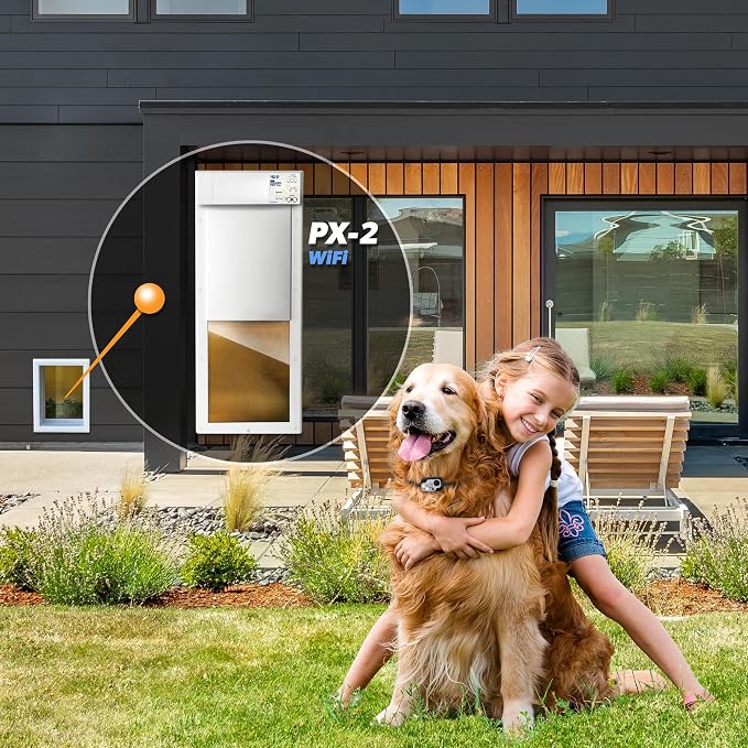 Genuine Power Pet Fully Automatic Pet Door from High Tech Pet Brand. Pet Collar Operated, 4 Way Access, Directional Sensing, Dead Bolt Lock, Air Tight, Quick, Quiet Operation, USA Customer Service