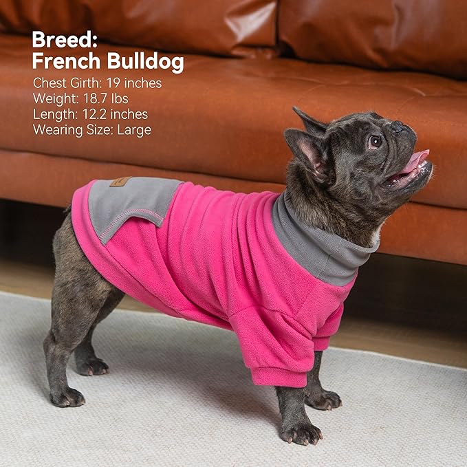 cyeollo 2 Pack 3XL Dog Sweaters for Large Dogs, Strechy Soft Fleece Sweatshirt for Dogs Boy Girl Turtleneck Warm Winter Big Dog Clothes with Sleeves, Pink & Fuschia 3XL
