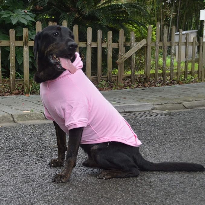 Lovelonglong Blank Basic Hoodie Sweatshirt for Dogs 100% Cotton Fits Small Medium Dachshund Large Dog Pink M