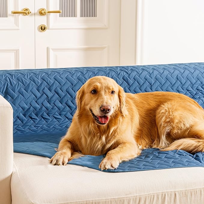 gogobunny 100% Double Sided Waterproof Dog Blanket Soft Pet Bed Cover Reversible Protect Furniture Couch Sofa Car for Puppy Cat Kids (Dark Blue/Light Blue, 40x50 Inch (Pack of 1))