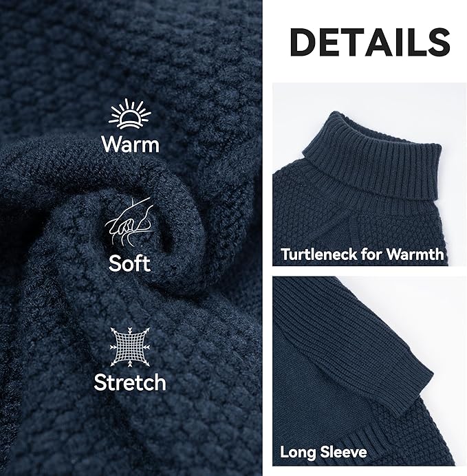 cyeollo 2XL Dog Sweater, Warm Stretchy Sweaters for Large Dogs Boy, Pullover Knitted Thermal Winter Big Dog Clothes with Sleeves, Turtleneck Pet Beagle Border Collie Apparel, Navy XXL