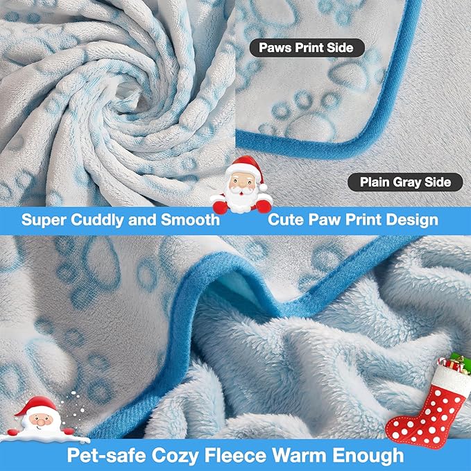 Stuffed Dog Blanket, Blue Premium Soft Throw Flannel Fleece Blanket for Medium Small Dogs, Pet Puppy Blankets for Kitten Cat, Christmas Pet Gift for Bed Cover, Couch, Crate(24x32 inch (Pack of 1))