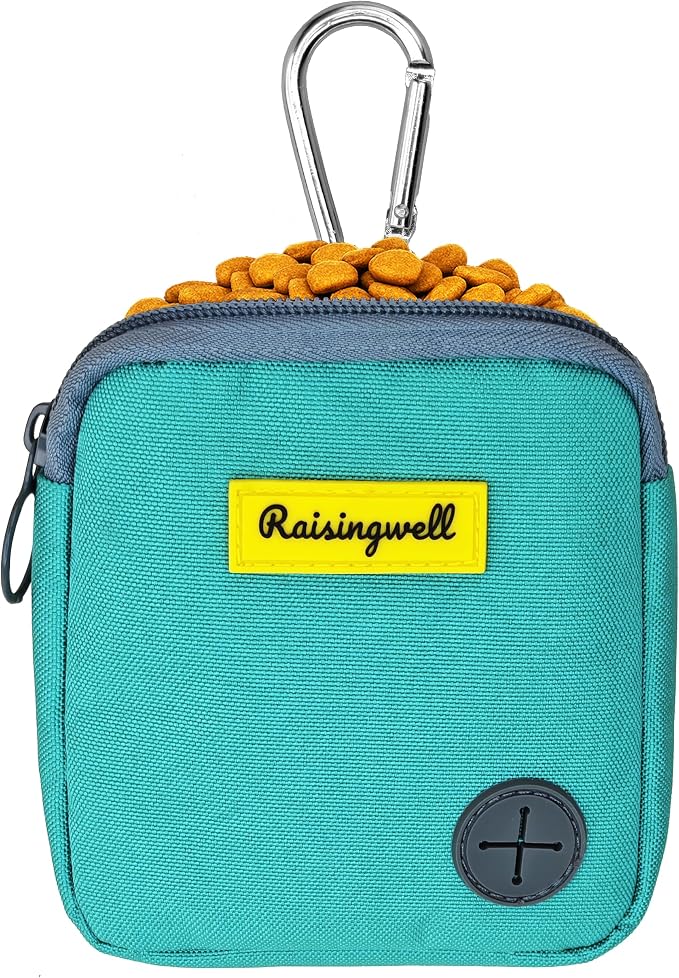 Dog Treat Pouch for Pet Walking and Training with Clicker Poop Bags Small Fanny Zipper Pack Holder for Puppy Snack Dispenser Kit for Leash and Outdoor Use （Green）