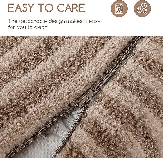Hollypet Cat Bed Fluffy Plush Mutifuctional Double-Layer Soft Pet Couch Orthopedic Sofa Nest Beds for Small Cats and Dogs, Khaki (25x20x13 inch)