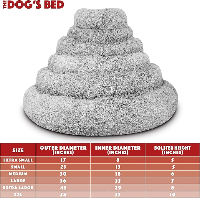 The Dog's Bed Large Silver Grey Fur Calming Nest Bed, Veterinary Approved