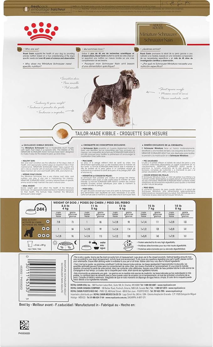 Royal Canin Breed Health Nutrition Miniature Schnauzer Adult Dry Dog Food, 10 lb Bag