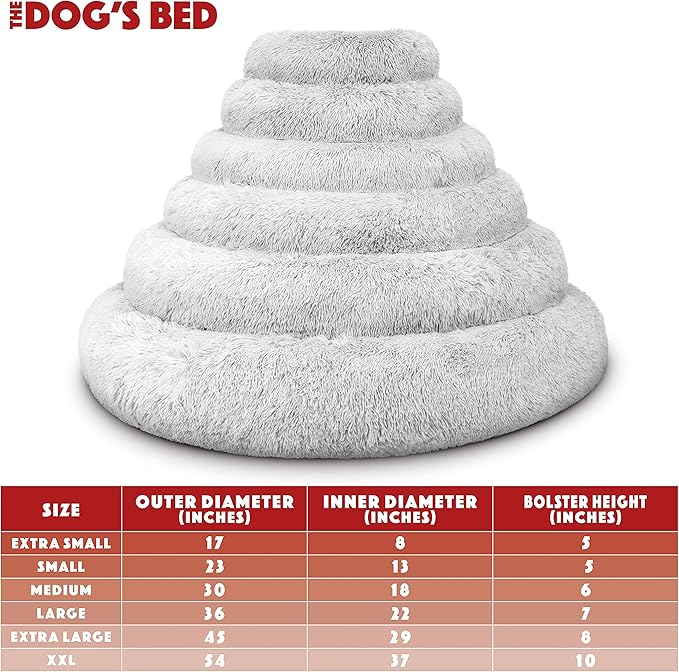 The Dog’s Bed Sound Sleep Donut Dog Bed, Medium Ice White Fur Calming Nest Bed, Veterinary Approved