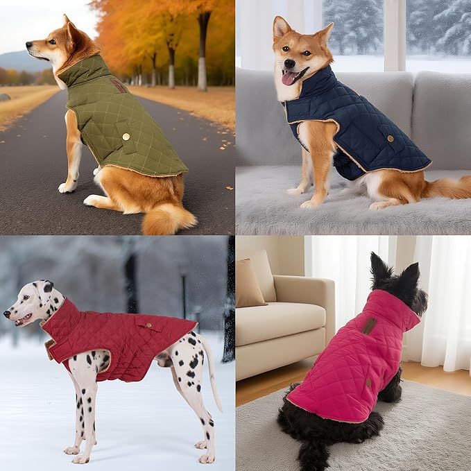 Dog Coat, Warm Windproof Dog Coats for Large Dogs Boy, Waterproof Pet Winter Jacket, Cold Weather Clothes Dogs Snowsuit with Leash Hole, Rose Red XXX-Large