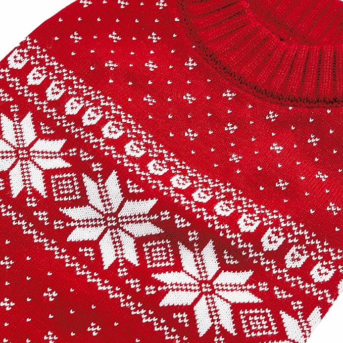 Blueberry Pet Christmas Snowflakes Holiday Festive Pullover Dog Sweater, Back Length 20", Pack of 1 Clothes for Dogs