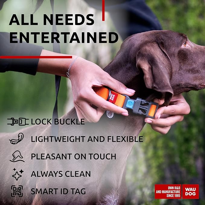 WAUDOG Waterproof Dog Collar - Adjustable Dog Collar for Large Dogs, Small and Medium Dogs - Heavy Duty Dog Collars with Durable Metal Clasp and QR Dog Tag - Boy & Girl Dog Collars | Water and Dirt Resistant, Quick Dry QR Pet Tag Adjustable Durable Com...