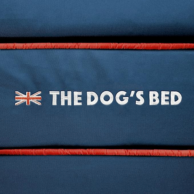 The Dog's Bed Replacement Outer Cover ONLY (Outer Cover ONLY - NO Bed, NO Waterproof Inner) for The Dog's Bed, Washable Oxford Fabric, XXL (Blue with Red Piping UK Embroidery Flag)
