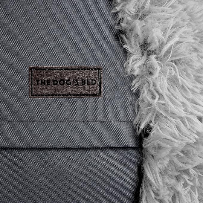 The Dog’s Bed Sound Sleep Donut Dog Bed, XL Silver Grey Fur Calming Nest Bed Removable Cover, Veterinary Approved