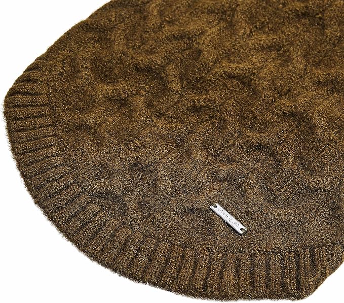 Blueberry Pet Classic Fuzzy Textured Knit Pullover Crew-Neck Dog Sweater in Dark Olive, Back Length 22", Pack of 1 Clothes for Dogs