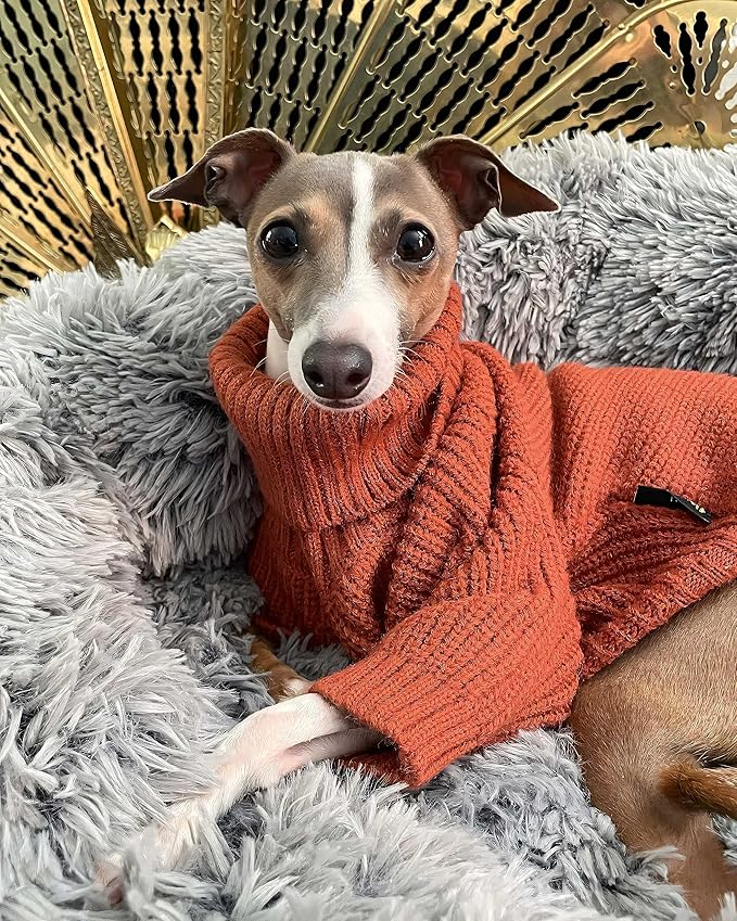 Fitwarm Thermal Knitted Dog Sweater Doggy Winter Coat Pet Clothes Doggie Turtleneck Jacket Puppy Outfits Cat Sweatsuit Red Small